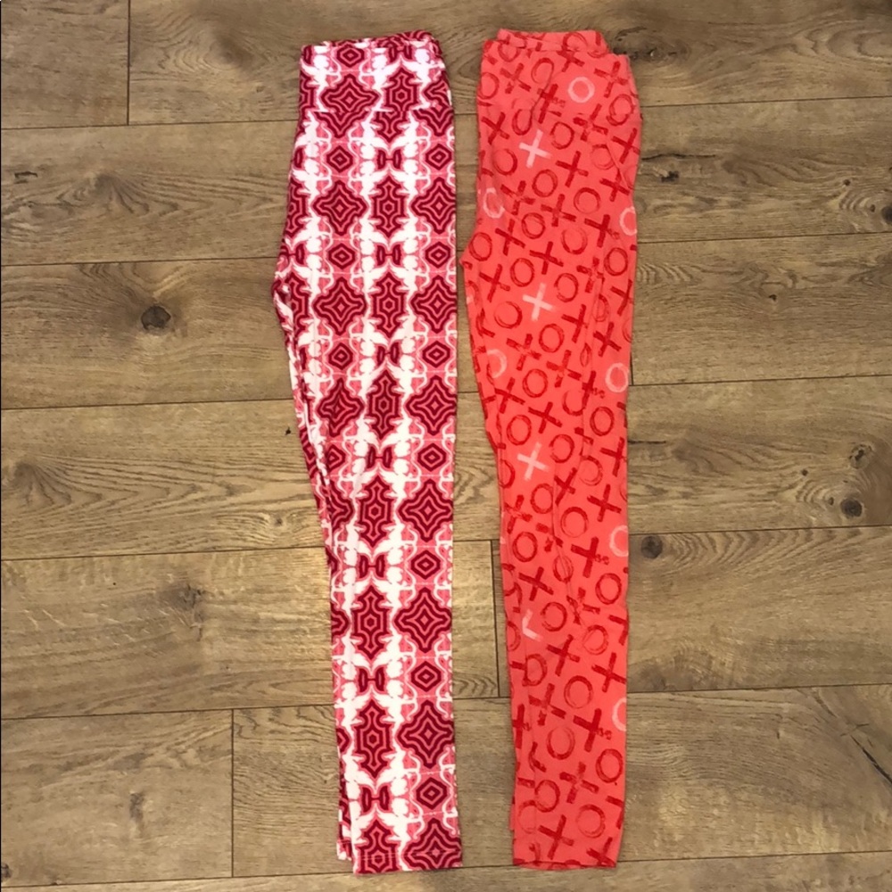 LuLaRoe Valentines leggings, lot of 2 pair.